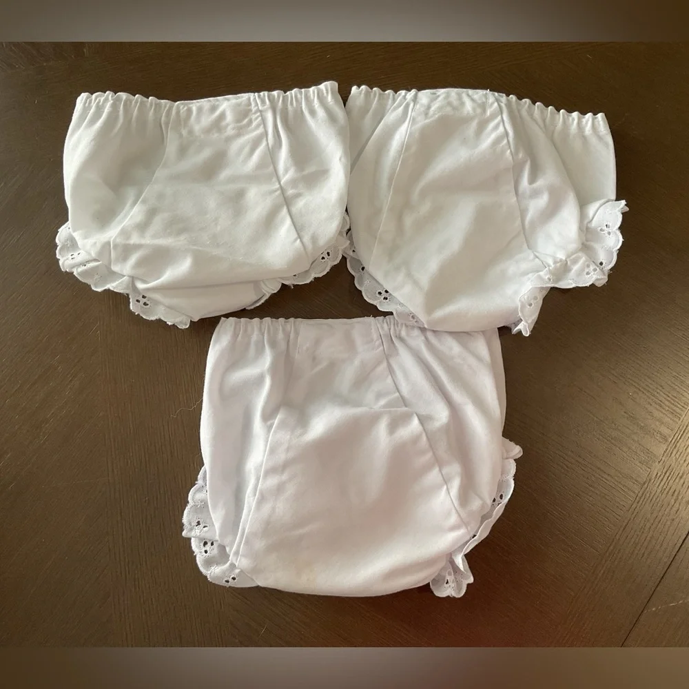 Baby Girls White Double Seat Diaper Cover Bloomers Preemie - XS